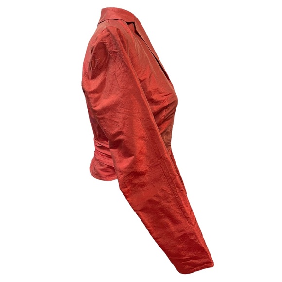 MODA INTERNATIONAL Raw Silk Wrap Top Cropped Burnt Orange Size Small - Picture 5 of 9